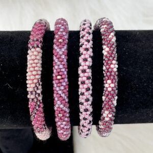HAND CRAFTED in Nepal Beaded Bracelets (set of 4) #620